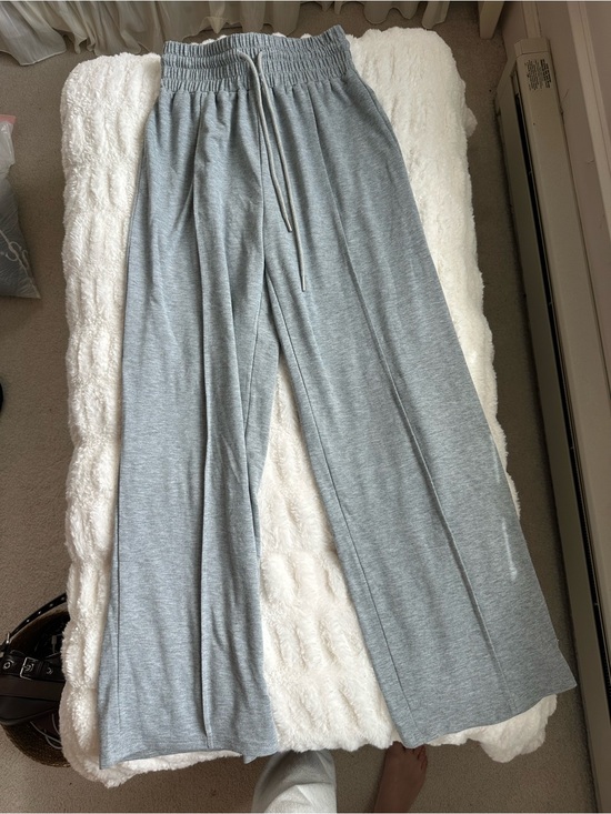 Commense Pants - Commense Wide Leg Lounge Pants in Light Gray Size S